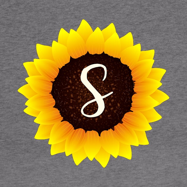 Floral Monogram S Bright Yellow Sunflower by floralmonogram